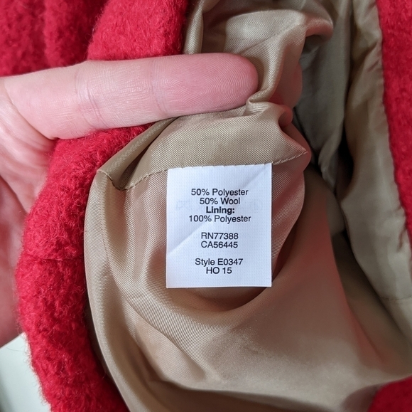 J. Crew Boiled Wool Blend Short Red Pea Coat - Picture 6 of 8